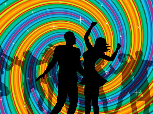 Disco-Tanz deutet auf Tanzmusik und Diskothek hin — Stockfoto