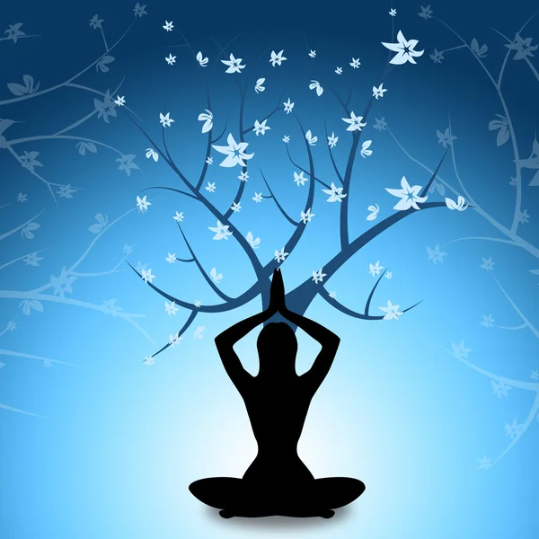 Yoga tree visar älskar inte krig och gren — Stockfoto