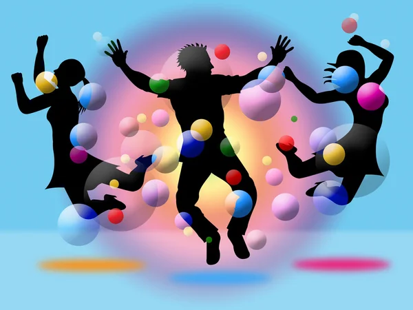 Excitação Jumping Indica Disco Dançando e Atividade — Fotografia de Stock
