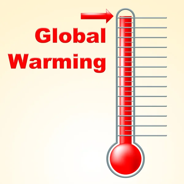 Il riscaldamento globale indica termometro e Celsius Fahrenheit — Foto Stock