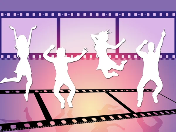 Disco Dancing Shows Camera Film And Celluloid — Stock Photo, Image