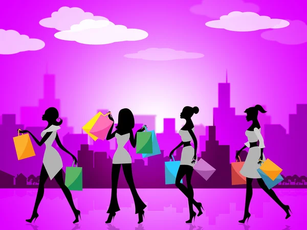 City Shopping Indicates Commercial Activity And Buying — Stock Photo, Image