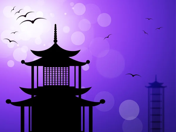 Pagoda Silhouette Represents Religious Temple And Worship — Stock Photo, Image