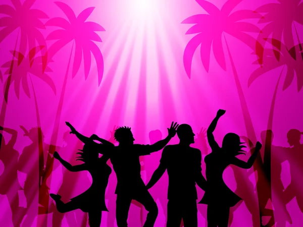 Tropical Island Indicates Palm Tree And Celebrations — Stock Photo, Image