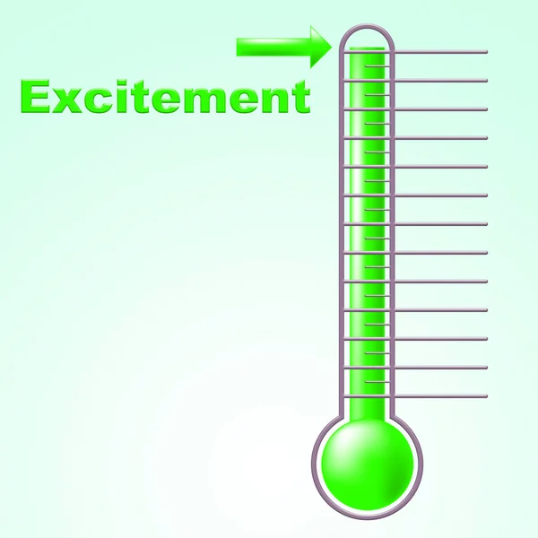 Excitement Thermometer Means Centigrade Thrill And Celsius — Stock Photo, Image
