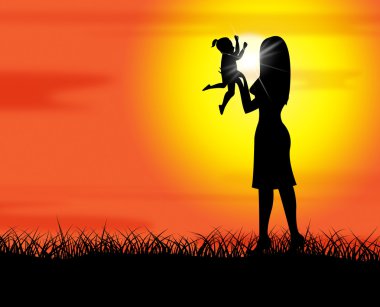 Doğa anne çocuk çevre ve yeşil temsil eder.