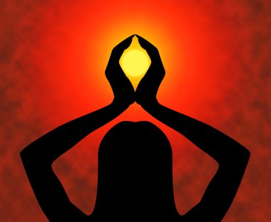 Yoga pose ruhsal aydınlanma ve sakin gösterir