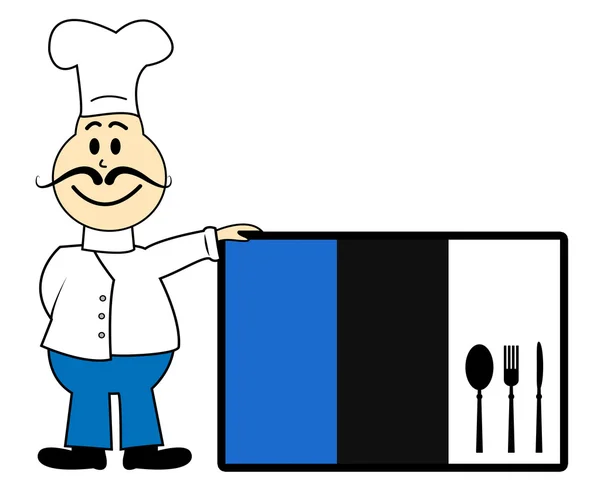厨师爱沙尼亚指示在厨房和厨师烹饪 — 图库照片