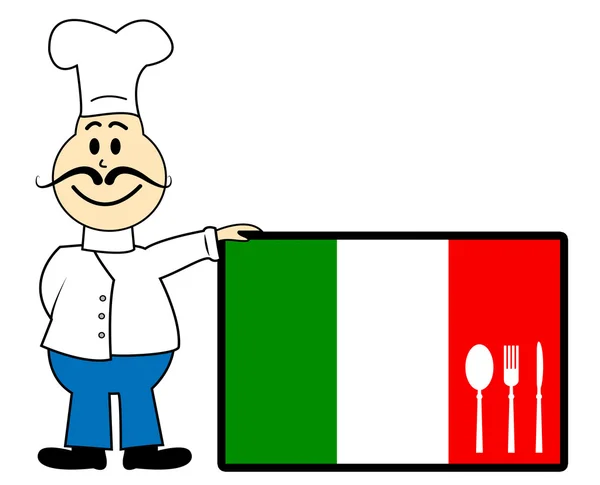 Chef Italy Represents Cooking In Kitchen And Europe — Stock Photo, Image