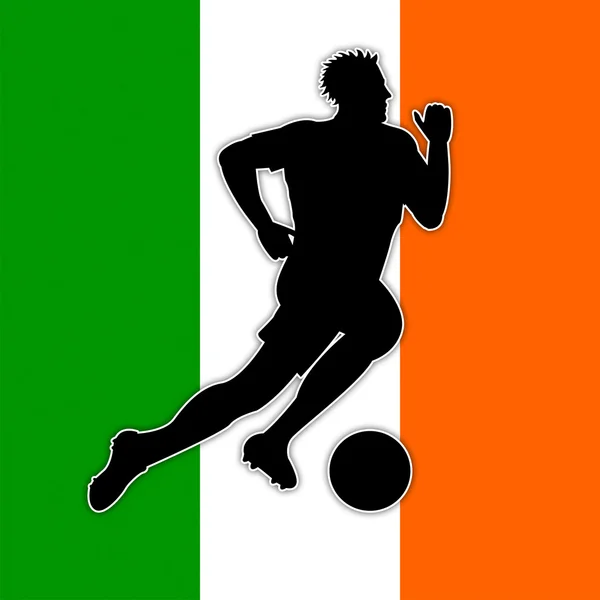 Ірландія футбол представляє розмахував прапором та ірландський — Zdjęcie stockowe