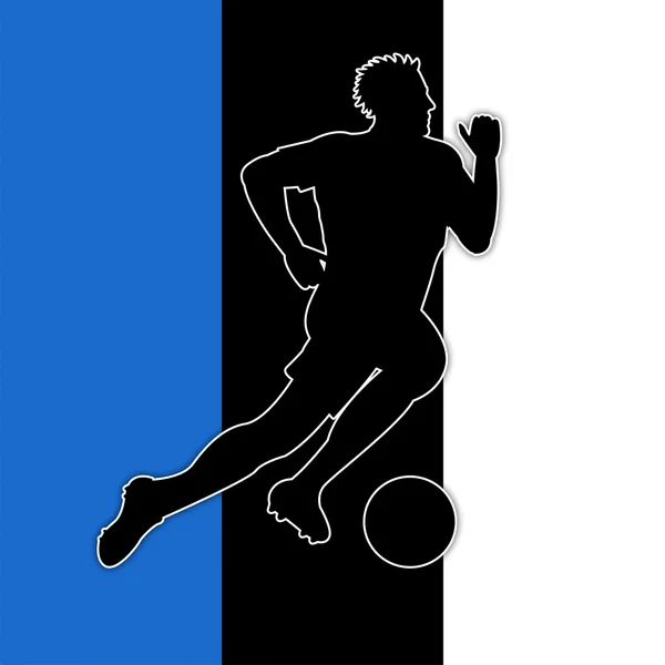 Giocatore di calcio Rappresenta Bandiera Nazionale E Europeo — Foto Stock