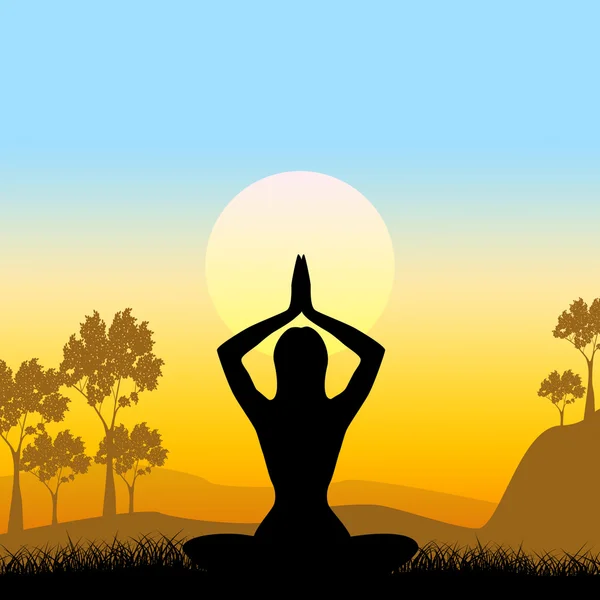 Yoga pose doğal yeşil anlamına gelir ve meditasyon — Stok fotoğraf