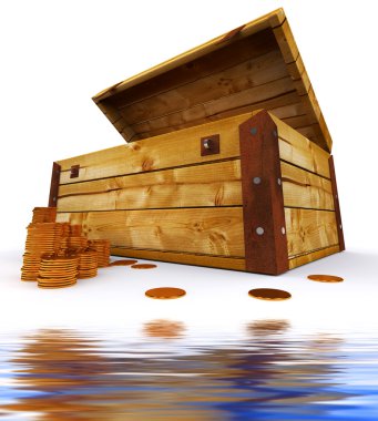 boş yansıması kopya alanı için bir sandık dolusu paraları