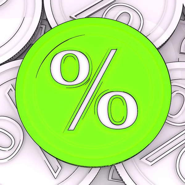 Percentage Sign Coin Meaning Interest Rates — Stock Photo, Image