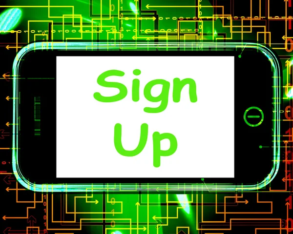 Sign Up On Phone Shows Join Membership Register — Stock Photo, Image