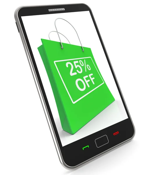 Shopping Bag Shows Sale Discount Twenty Five Percent Off 25 — Stock Photo, Image