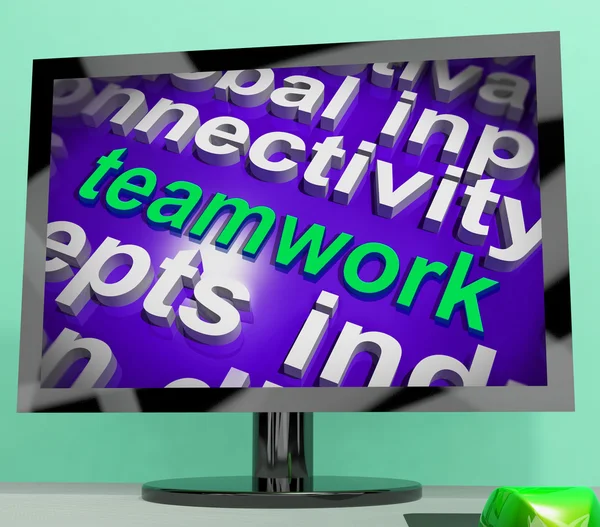 Teamwork Word Cloud Shows Combined Effort And Cooperation — Stock Photo, Image