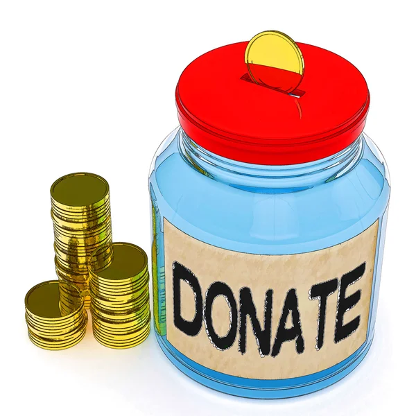 Donate Jar Means Fundraiser Charity Or Giving — Stock Photo, Image