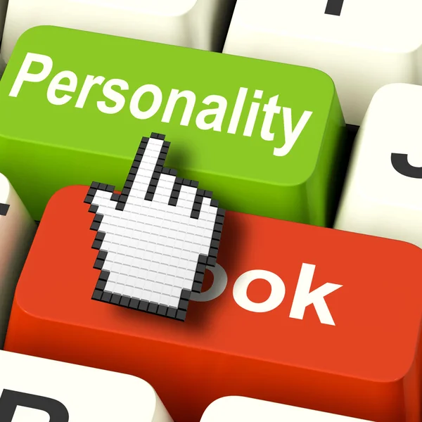 Personlighet ser tangenterna visar tecken eller ytlig online — Stockfoto