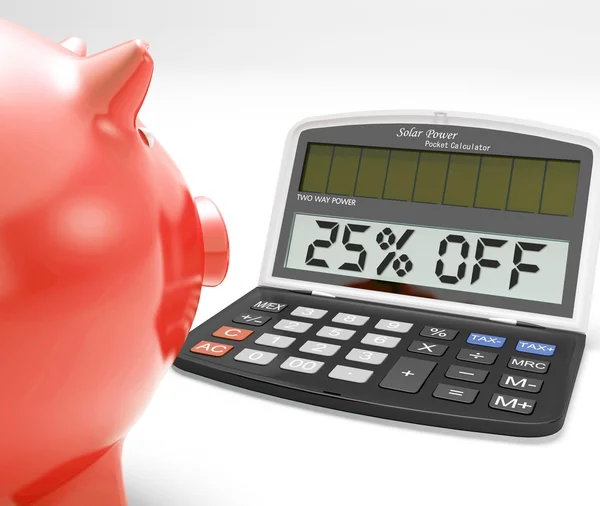 Vijfentwintig procent korting rekenmachine leidt tot besparingen — Stockfoto