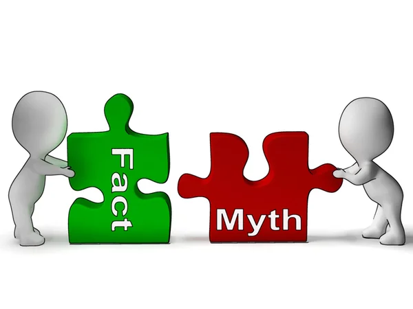 Fact Myth Puzzle Shows Fact Or Mythology — Stock Photo, Image