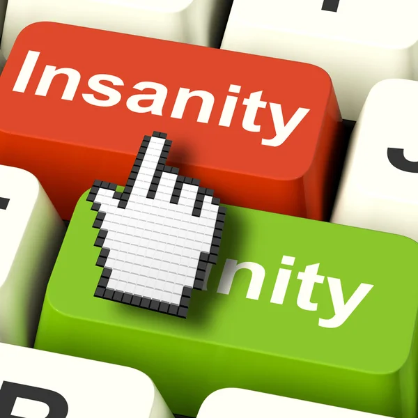 Insanity Sanity Keys Shows Sane and Insane Psychology — стоковое фото