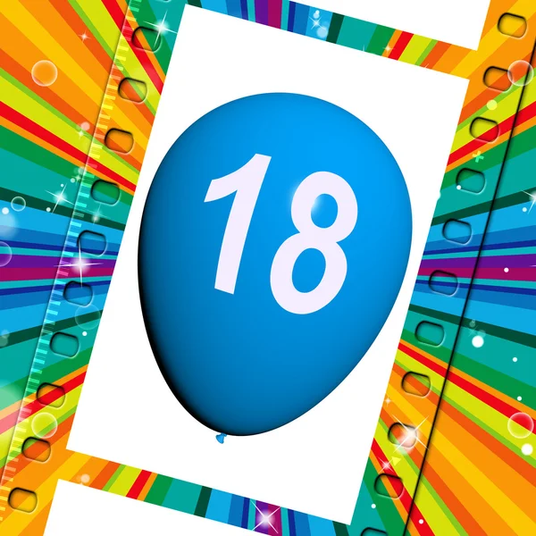 Balloon Represents Eighteenth Happy Birthday Celebrations — Stock Photo, Image