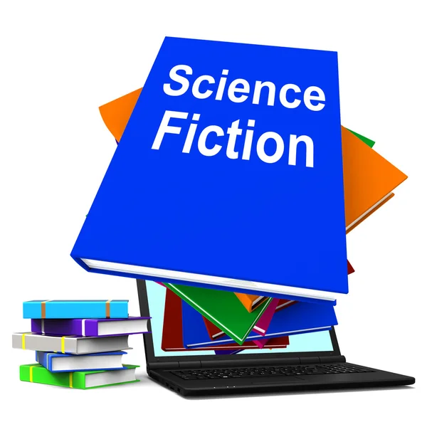 Pilha de livros de ficção científica mostra online SciFi Books — Fotografia de Stock