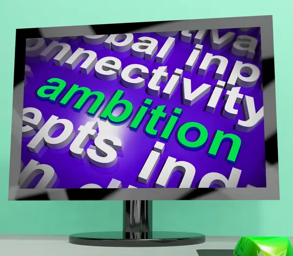 Ambition Word Cloud Screen Means Target Aim Or Goal — Stock Photo, Image