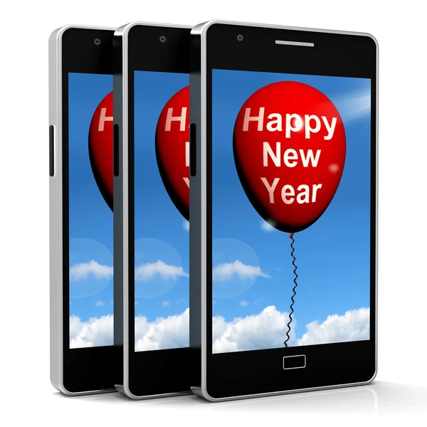 Happy New Year Balloon Shows Parties and Celebration — Stock Photo, Image