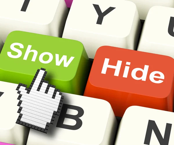 Show Hide Computer Keys Mean On Display And Out Of Sight — Stock Photo, Image