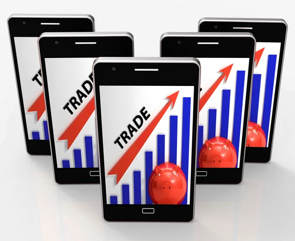 Trade Graph Shows Growth In Markets And Share Value — Stock Photo, Image
