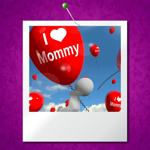 Eu amo mamãe foto balões mostra sentimentos afetuosos para traça — Fotografia de Stock
