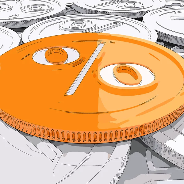 Prozentmünze zeigt Zinsen und Schulden — Stockfoto
