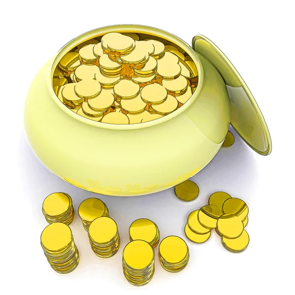 Pot Of Gold Means Money Or Lucky — Stock Photo, Image