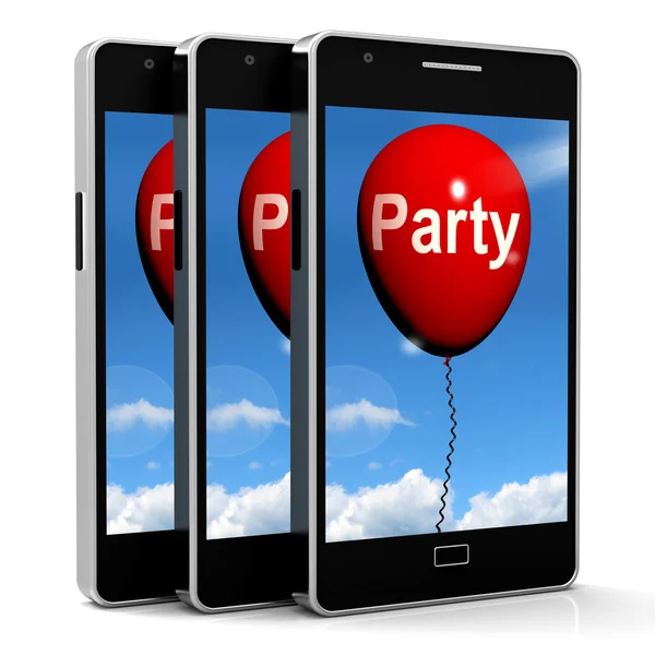 Partiet ballong telefonen representerar parterna evenemang och festligheter — Stock fotografie