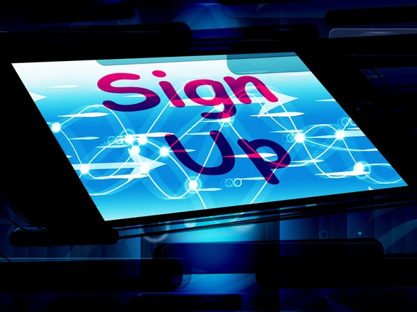 Sign Up On Screen Shows Join Membership Register — Stock Photo, Image