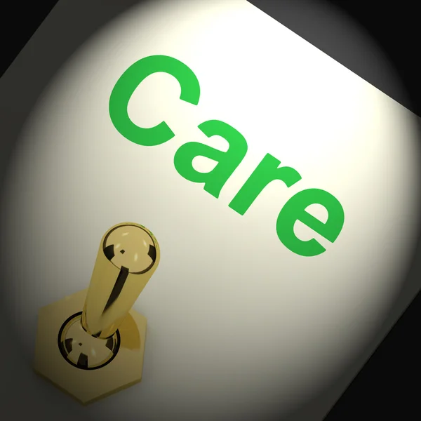 Przełącznik opieki pokazuje opieki nad ostrożny lub dotyczą — Zdjęcie stockowe