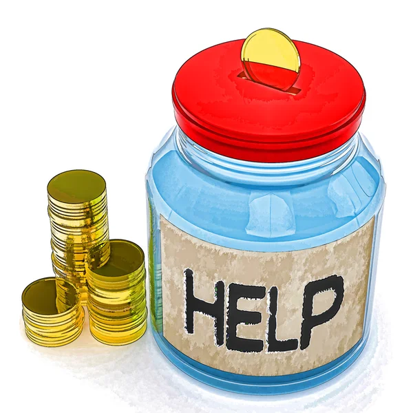 Help Jar Means Finance Aid Or Assistance — Stock Photo, Image