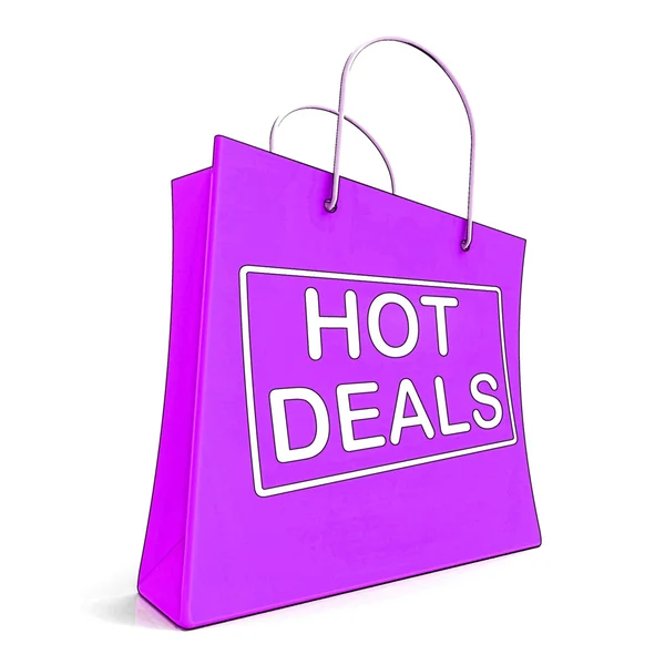 Hot Deals On Shopping Bags Shows Bargains Sale And Saving — Stock Photo, Image