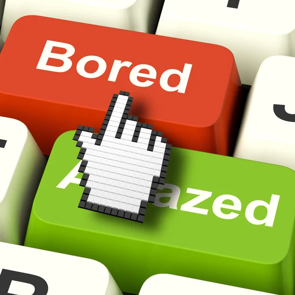 Bored Boring Computer Shows Boredom Or Amaze Reaction — Stock Photo, Image