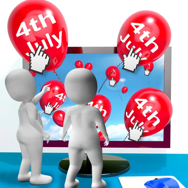 Červené čtvrtého července balónu ukazuje nezávislosti spirit internet — Stock fotografie
