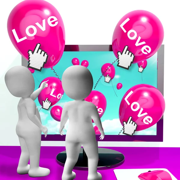 Αγάπη μπαλόνια δείχνουν την αγάπη στο Διαδίκτυο και στοργικός χαιρετισμούς — Φωτογραφία Αρχείου
