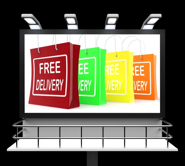 Free Delivery Shopping Sign Showing No Charge Or Gratis To Deliv — Stock Photo, Image