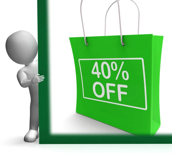 Forty Percent Off Shopping Bag Shows Reduction — Stock Photo, Image