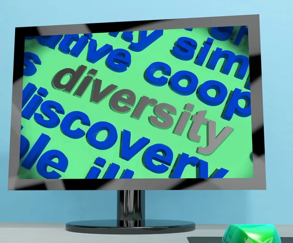 Diversity Word Screen Means Cultural And Ethnic Differences — Stock Photo, Image