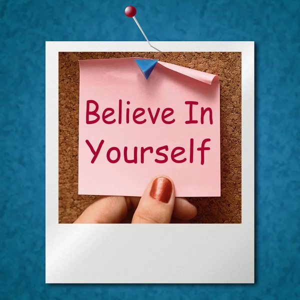 Acredite em si mesmo Foto mostra auto crença — Fotografia de Stock