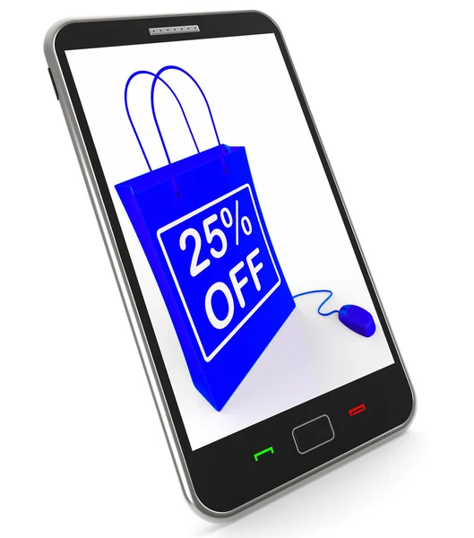 Twenty-five Percent Off Phone Shows Reductions in Price — Stock Photo, Image