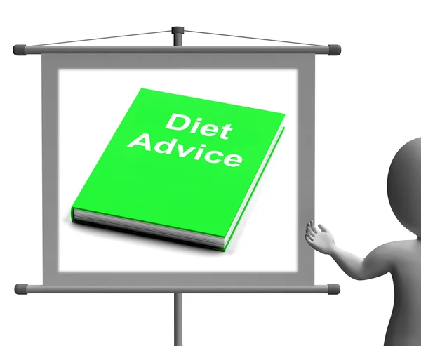 Dieet advies boek bord toont gewicht verlies kennis — Stockfoto