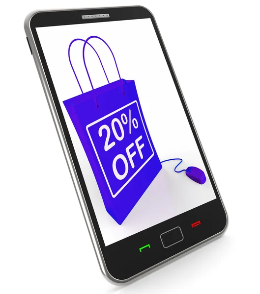 Twenty Percent Off Phone Shows Online Sales and Discounts — Stock Photo, Image